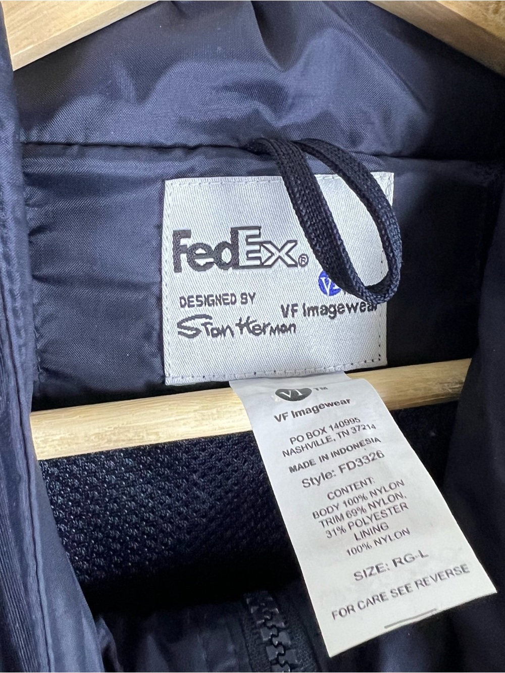 FedEx Stan Herman VF Imagewear Reflective Rain Coat Windbreaker Hooded Zip Sz L - Picture 7 of 11
